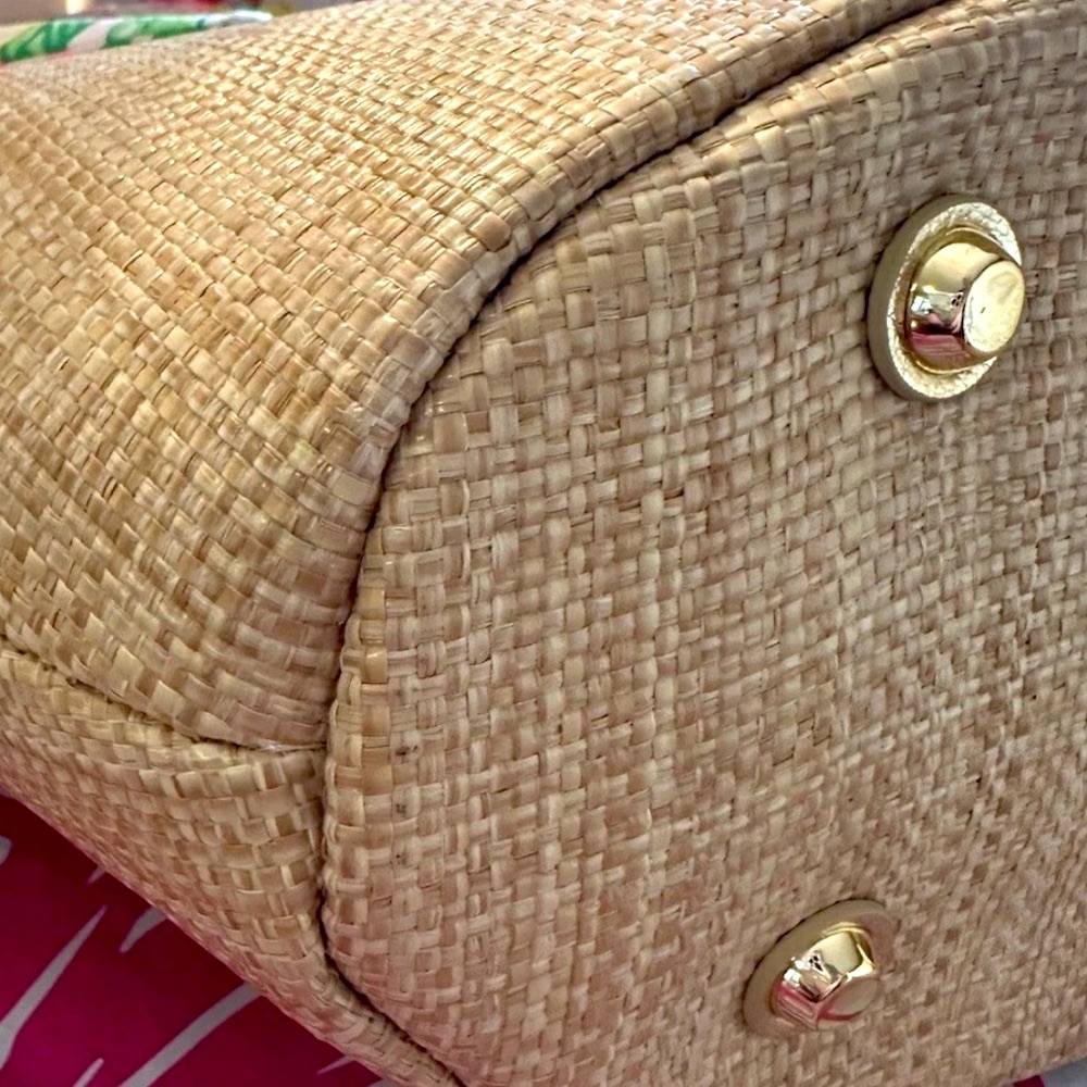 NWT LILLY PULITZER MALIA MINI STRAW BAG BRIGHT DELIGHT PATCH MULTI BEAUTIFUL! - Picture 11 of 15